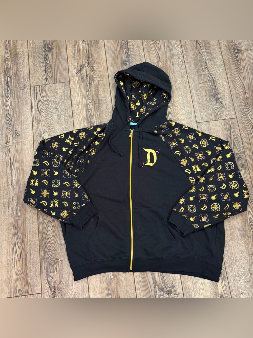 Disneyland Resort Castle Gold Foil Full Zip Hoodie Adult 1X Disney Park
